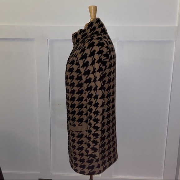Madewell // Wallace Houndstooth Merino Wool Sweater Coat black tan/camel - Picture 8 of 16